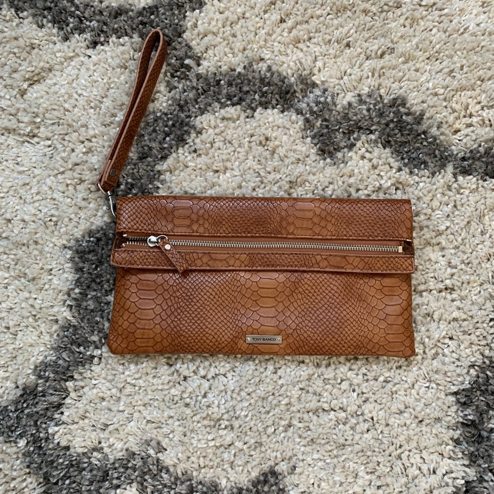 Tan clutch / wristlet